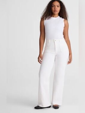 Madewell The Curvy Emmy Wide-Leg Jean in Super-stretch Denim White NWT